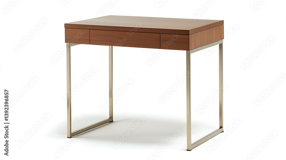 A wooden desk with a metal frame A wooden desk with a metal frame