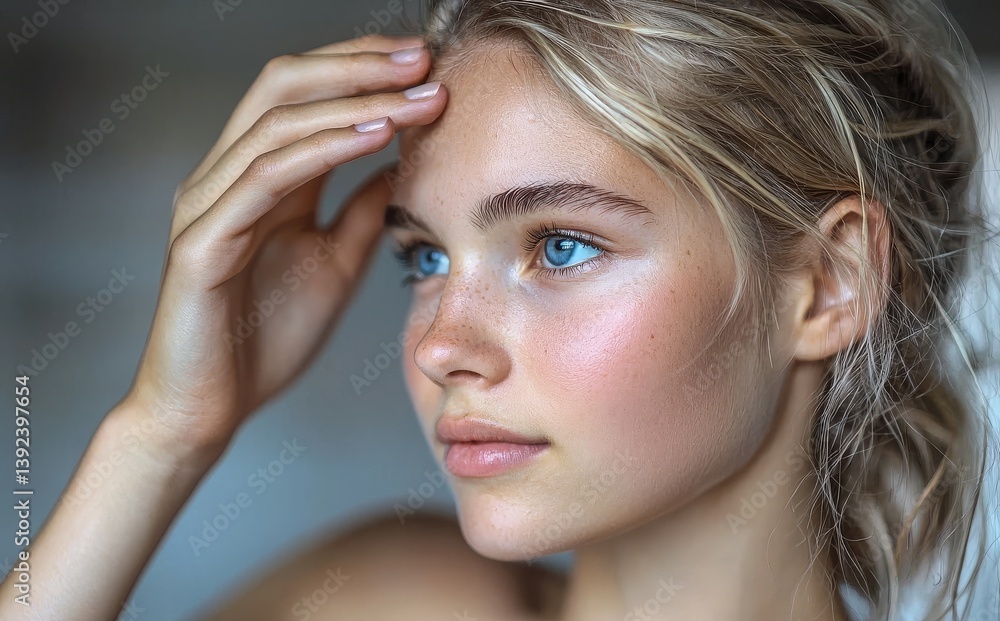 Beauty salon close up procedure involves painting eyebrows with a brush using eyebrow dye Beauty salon close up procedure involves painting eyebrows with a brush using eyebrow dye