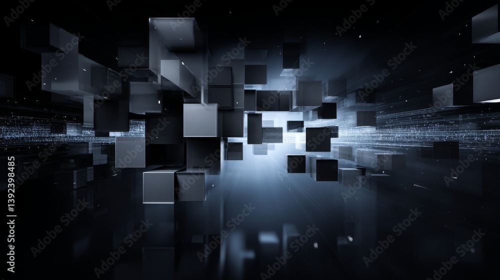 The blockchain concept is visualized through a 3D rendering that showcases big data, binary code, and futuristic information technology, emphasizing the flow and transfer of large amounts of data The blockchain concept is visualized through a 3D rendering that showcases big data, binary code, and futuristic information technology, emphasizing the flow and transfer of large amounts of data