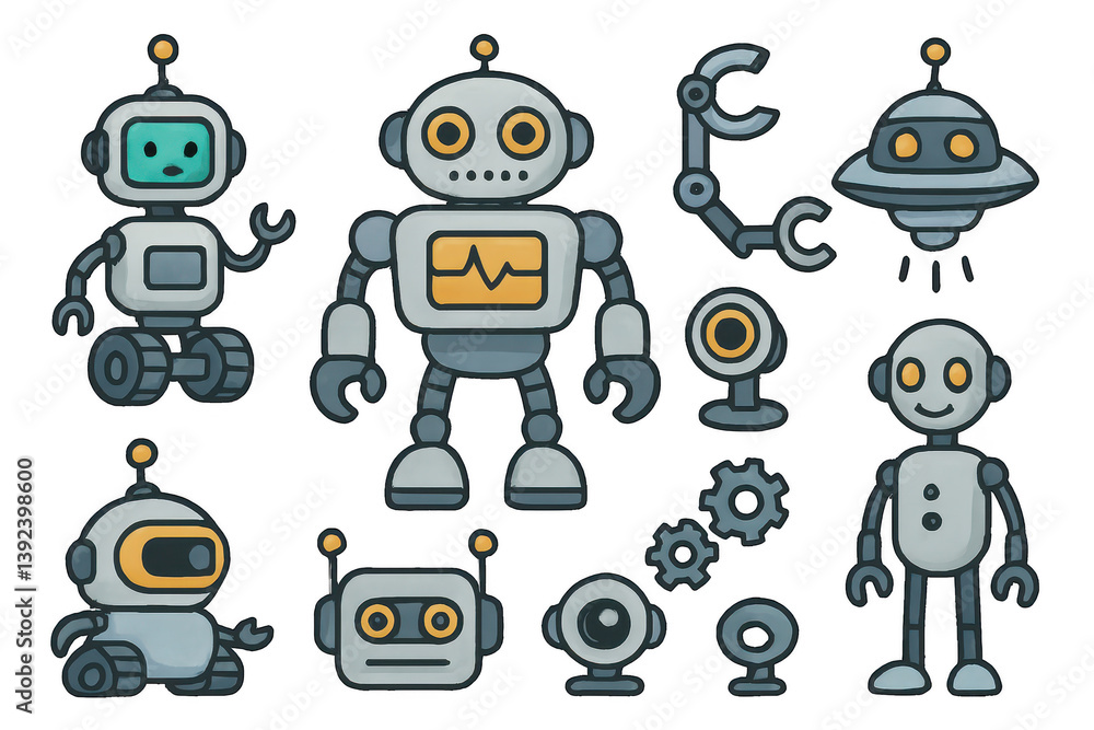 Colorful Robot Collection with Simple and Playful Design Elements Colorful Robot Collection with Simple and Playful Design Elements