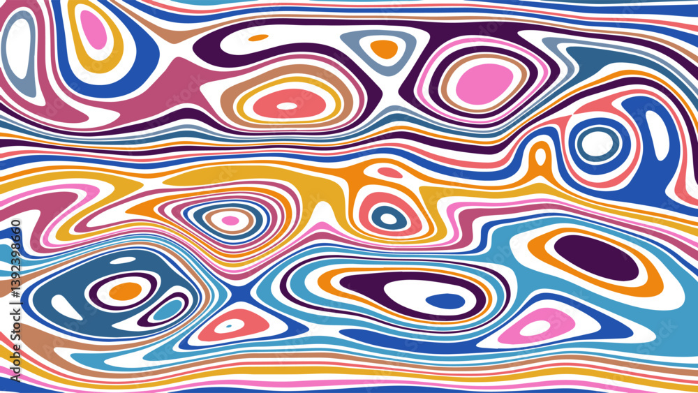 Fototapeta premium ABSTRACT ILLUSTRATION MARBLED TEXTURE LIQUIFY PSYCHEDELIC COLORFUL DESIGN. OPTICAL ILLUSION BACKGROUND VECTOR DESIGN
