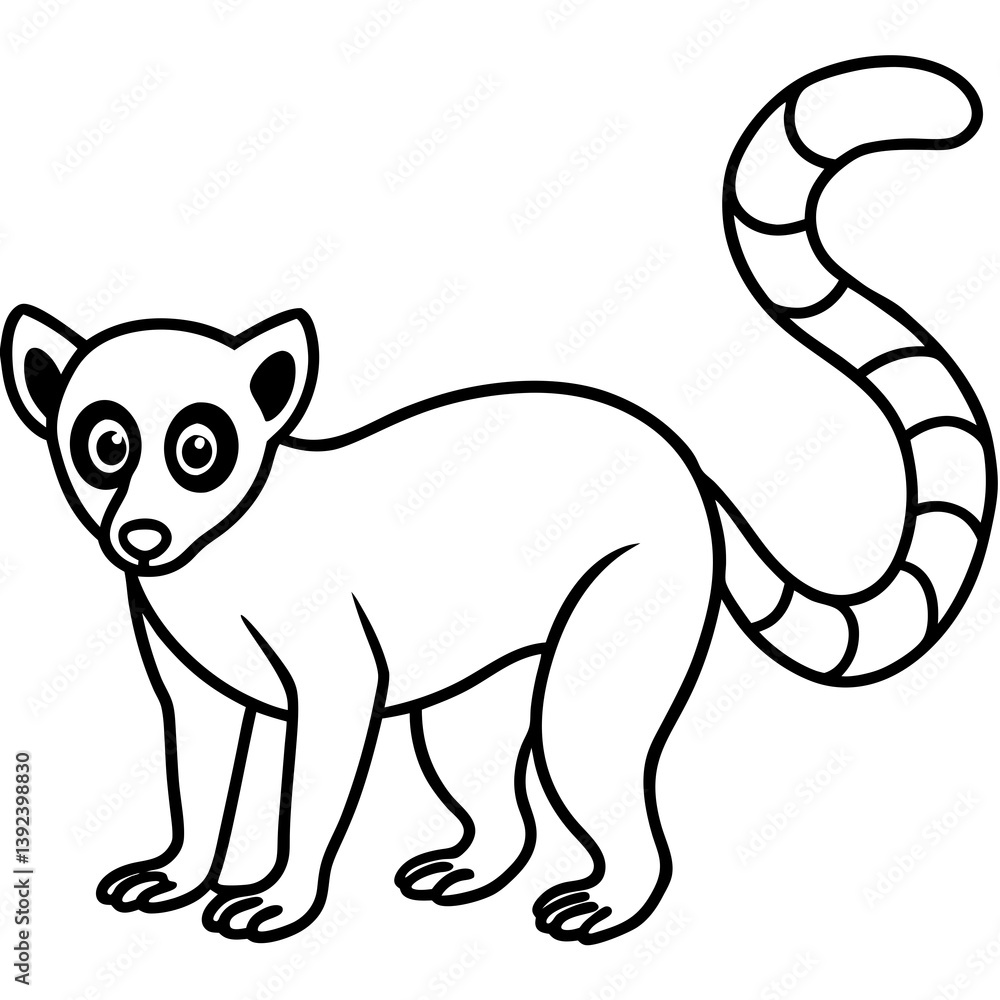 Fototapeta premium Lemur One-Line Art Simple Vector Illustration