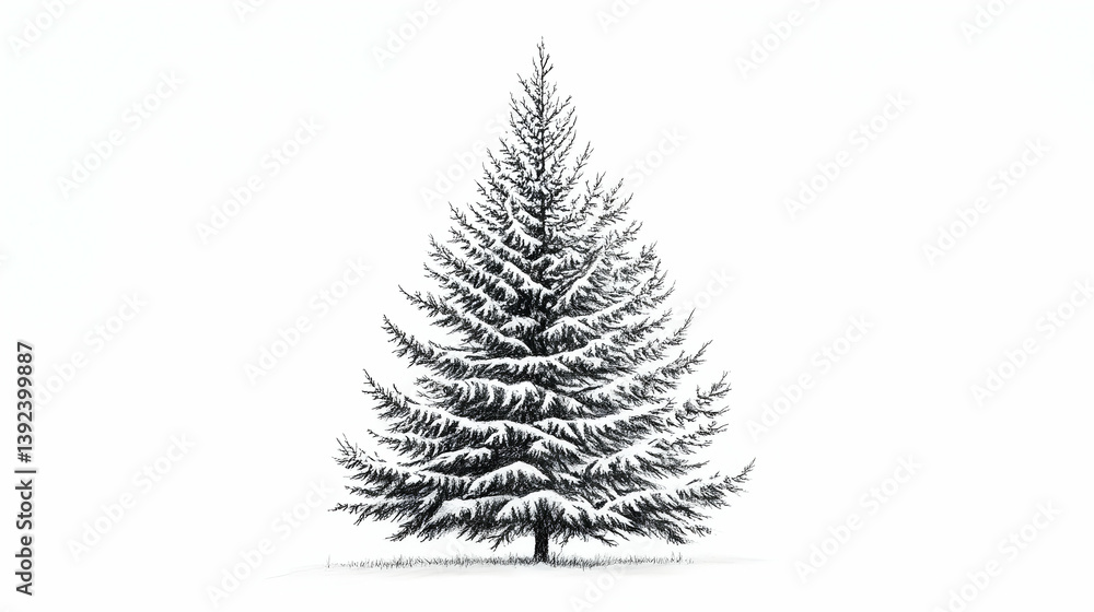 Obraz premium drawing pine illustration