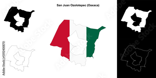 San Juan Ozolotepec municipality (Oaxaca) outline map set