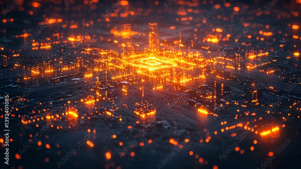 Obraz premium Burning Central Processing Unit