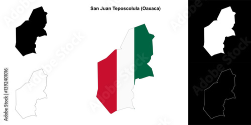 San Juan Teposcolula municipality (Oaxaca) outline map set