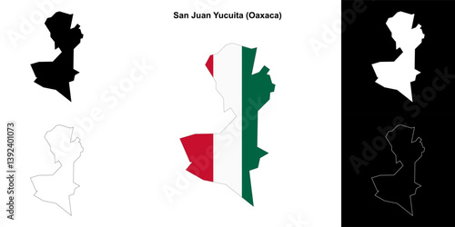 San Juan Yucuita municipality (Oaxaca) outline map set