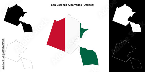 San Lorenzo Albarradas municipality (Oaxaca) outline map set