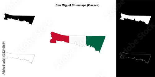 San Miguel Chimalapa municipality (Oaxaca) outline map set