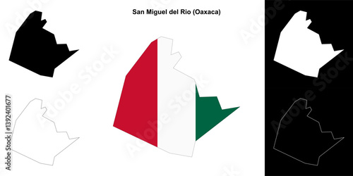 San Miguel del Rio municipality (Oaxaca) outline map set