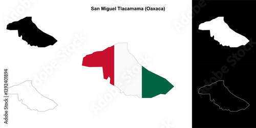 San Miguel Tlacamama municipality (Oaxaca) outline map set