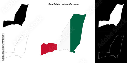 San Pablo Huitzo municipality (Oaxaca) outline map set