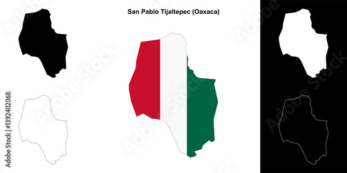 San Pablo Tijaltepec municipality (Oaxaca) outline map set