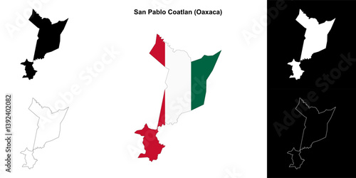 San Pablo Coatlan municipality (Oaxaca) outline map set