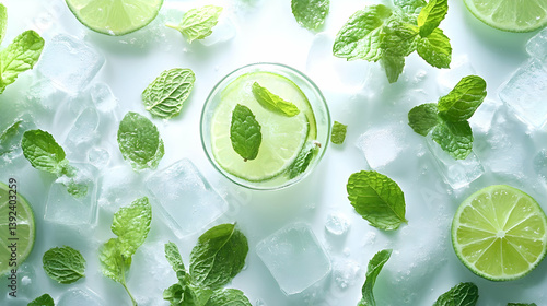 Wallpaper Mural Refreshing lime mint drink with ice.  Summer beverage recipe Torontodigital.ca