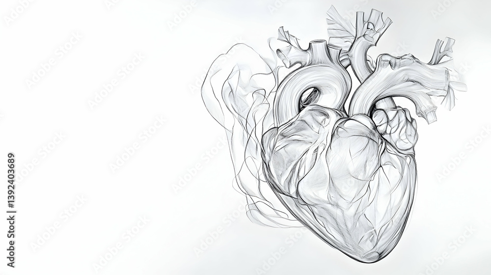 Fototapeta premium drawing of the heart anatomy illustration