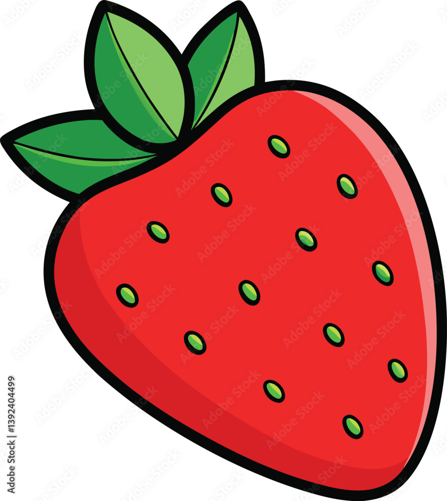 Cute Smiling Strawberry Cartoon Character With Green Leaves Illustration Cute Smiling Strawberry Cartoon Character With Green Leaves Illustration