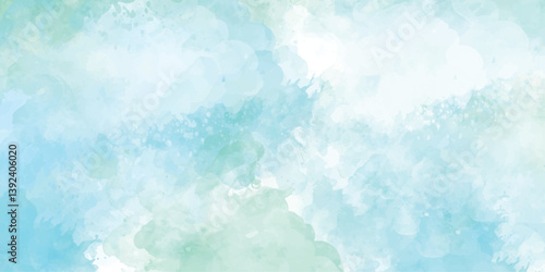 A soothing green watercolor background with soft brush textures blending into white gradient background blending pink, purple and teal hues with smooth flowing texture 