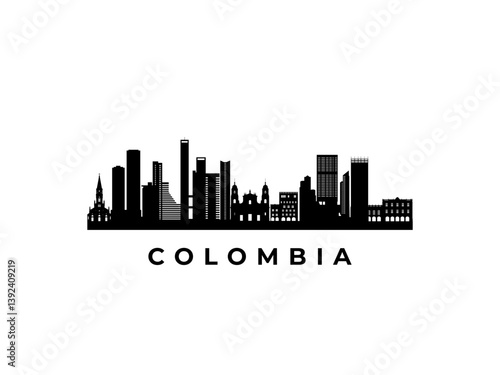 Vector Colombia skyline. Travel Colombia famous landmarks. Business and tourism concept for presentation, banner, web site.