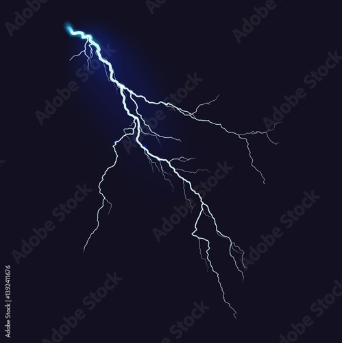 Striking lightning bolt depicted in a dynamic vector design against a dark background illustrating natural energy
