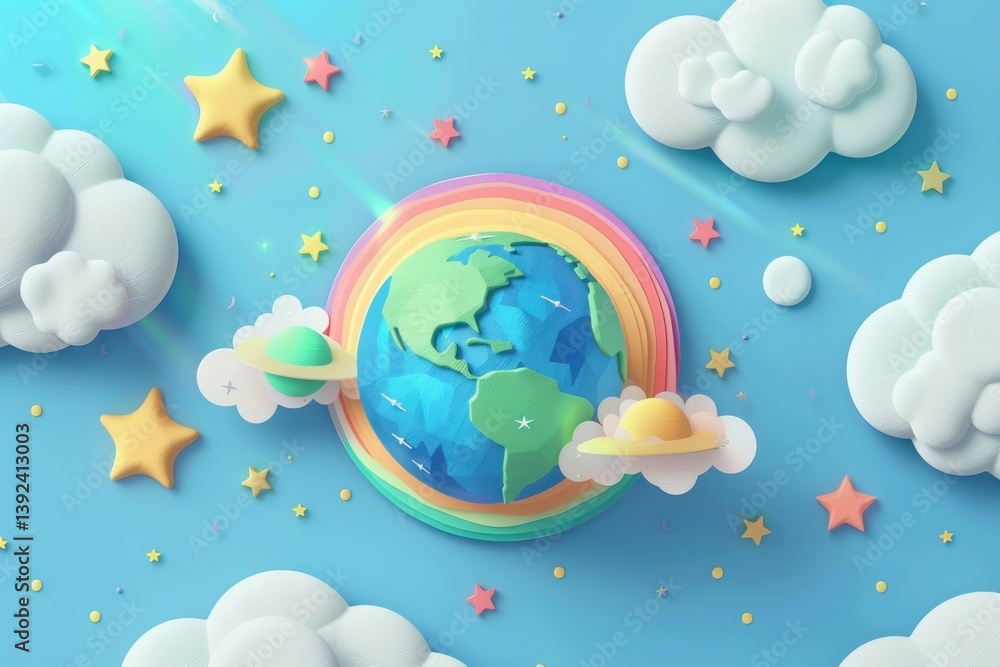 Cute earth in the space background cartoon creativity astronomy. Cute earth in the space background cartoon creativity astronomy.