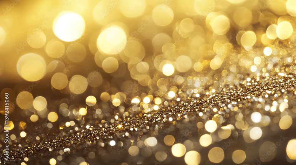 Golden bokeh lights create sparkling, festive atmosphere Golden bokeh lights create sparkling, festive atmosphere