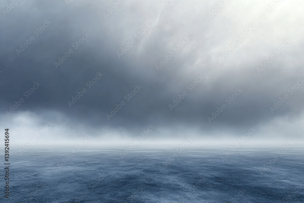 Fototapeta premium Dark ominous clouds float above the still body of water