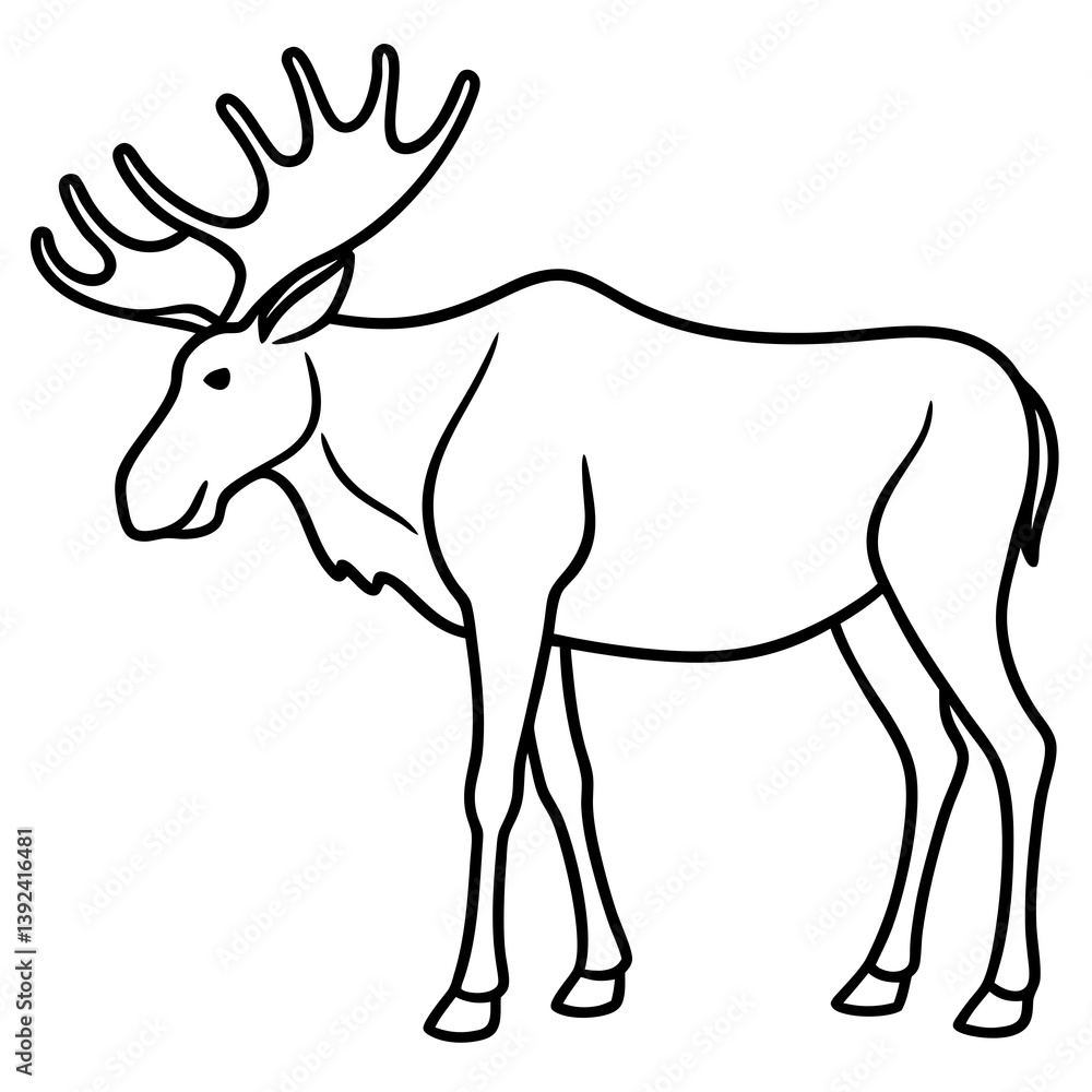 Obraz premium Moose Outline Art Vector Design