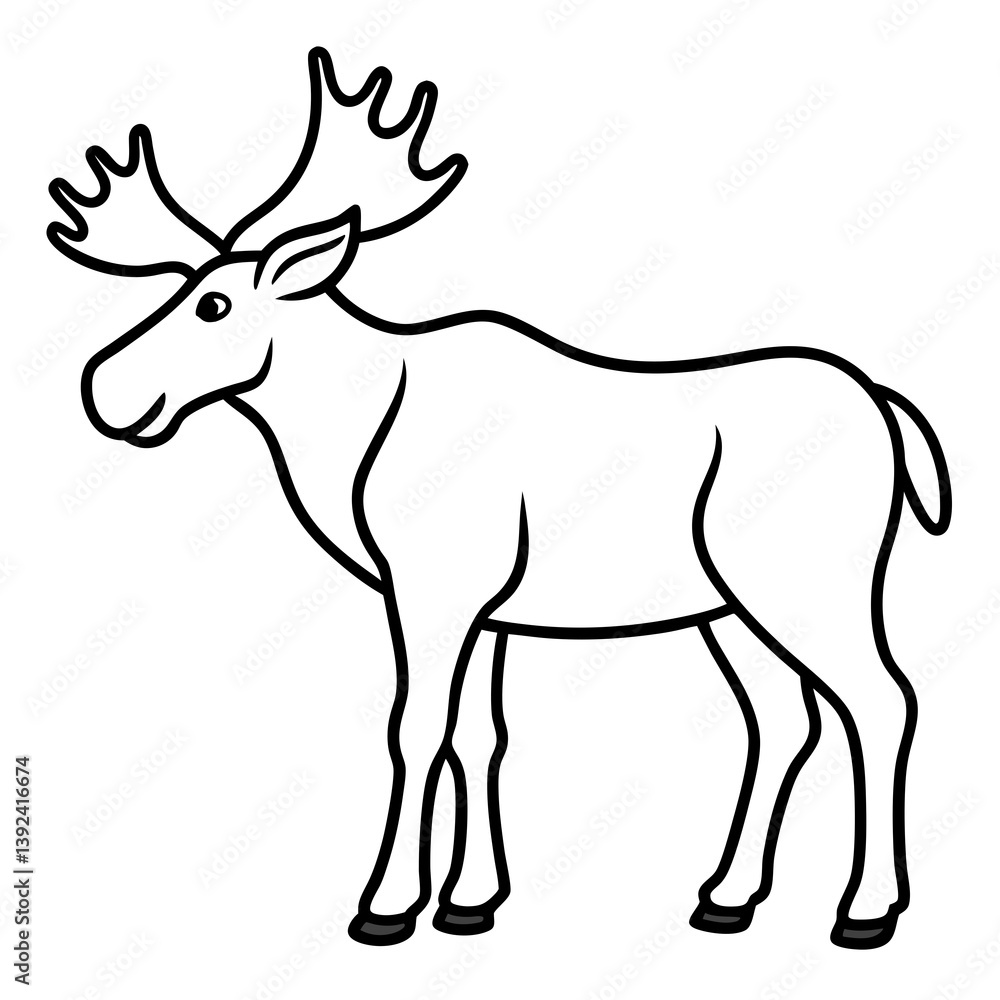 Obraz premium Moose Outline Art Vector Design