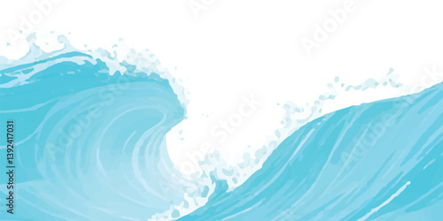 A Beautifully Handcrafted Watercolor Texture Featuring Soft Blue and Green Oceanic Waves for Creative Visual Concepts, Wedding Designs, and Artistic Nature-Inspired Backgrounds”