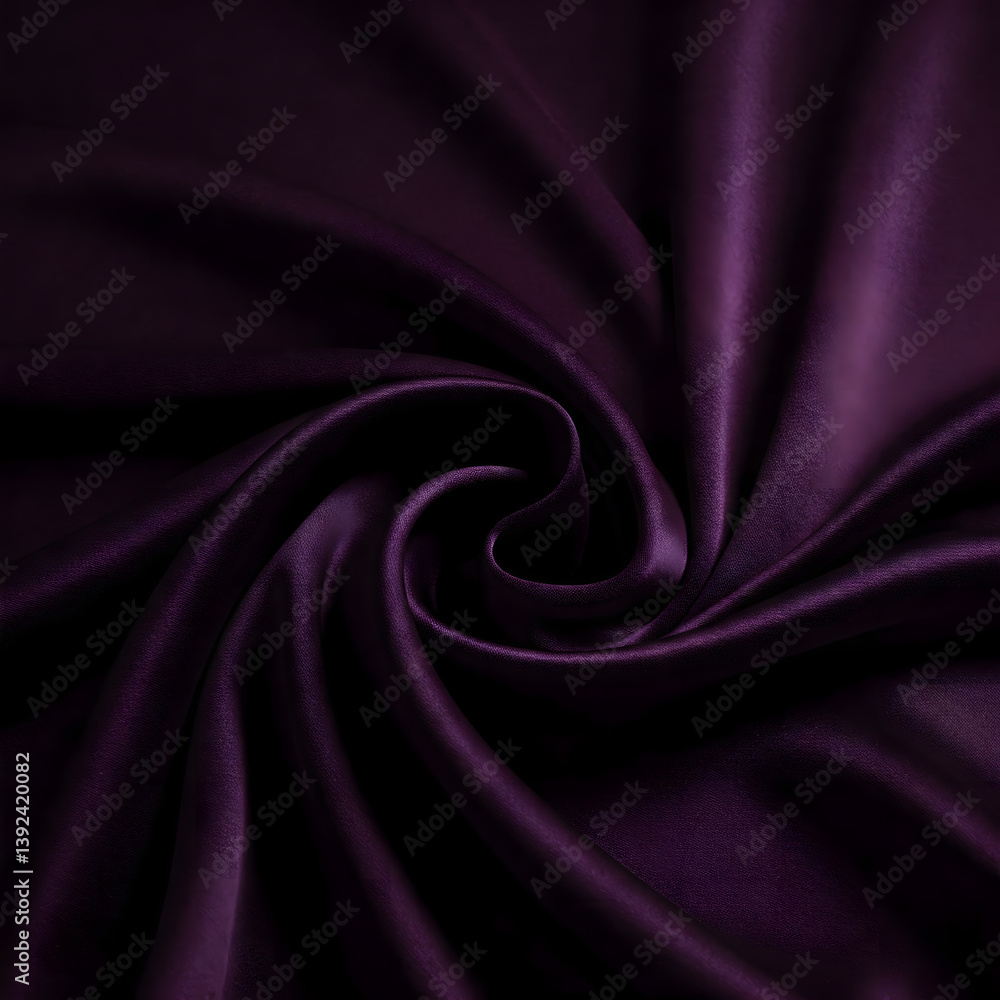 Fototapeta premium Velvet Swirls: A photorealistic close-up captures the exquisite texture of a deep purple velvet fabric, its luxurious folds and subtle highlights creating a mesmerizing dance of light and shadow.