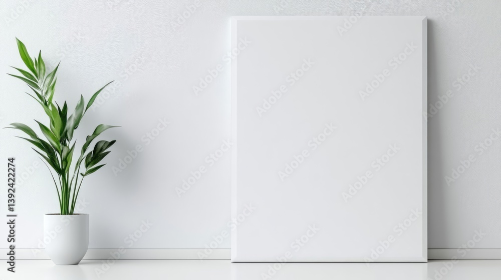 Blank canvas art print, minimalist wall decor, modern interior design, empty picture frame Blank canvas art print, minimalist wall decor, modern interior design, empty picture frame