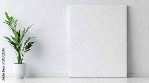 Wallpaper Mural Blank canvas art print, minimalist wall decor, modern interior design, empty picture frame Torontodigital.ca