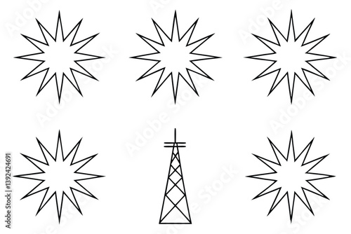 Powerline Burst Line Art Portraying Energy Burst in Power Systems