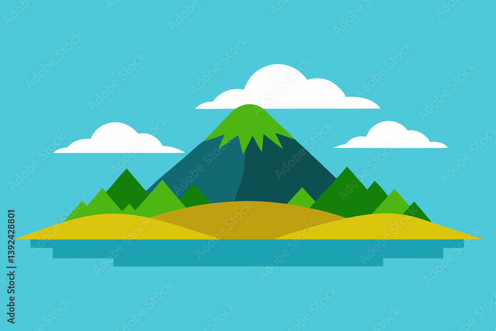 landscape with mountains and sea