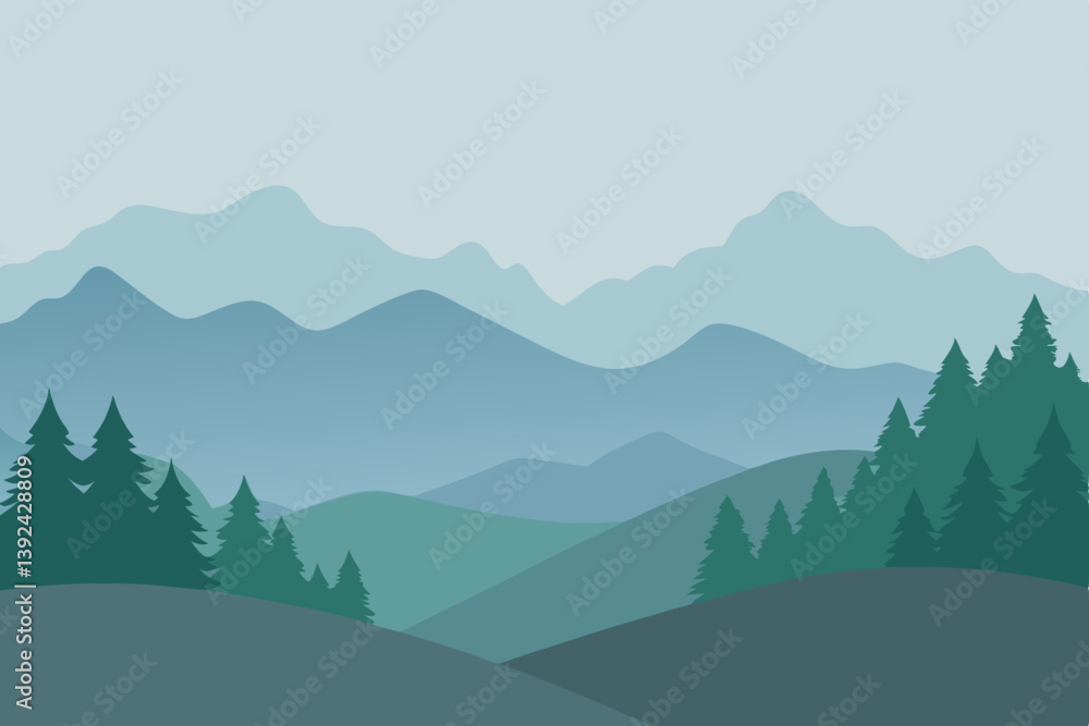 mountain landscape with trees mountain landscape with trees