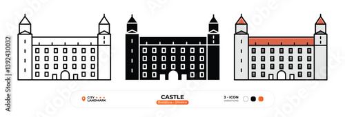 Photography Castle, Line Icon
