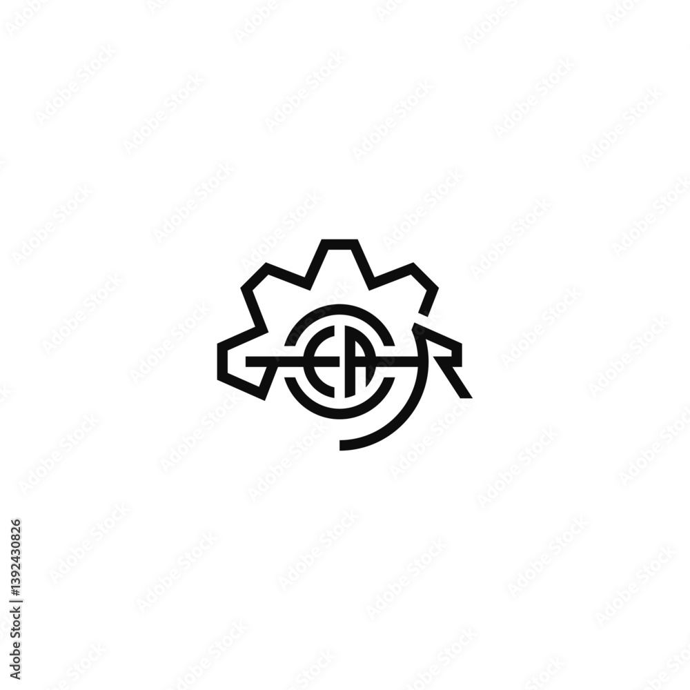 Gear mechanism typographic text logo. Gear mechanism typographic text logo.