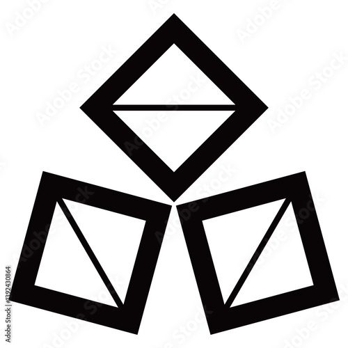 家紋です。三つ隅合わせ枡といいます。