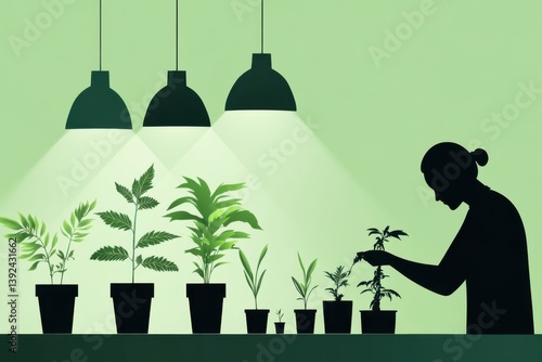 Breeder inspects plants in laboratory showcasing genetic research and development process
