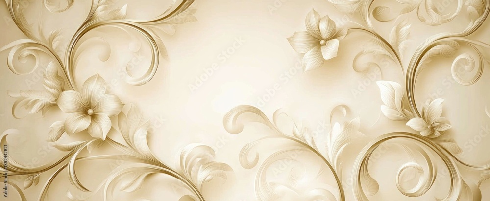 Elegant floral designs adorn a textured background with subtle lighting effects Elegant floral designs adorn a textured background with subtle lighting effects
