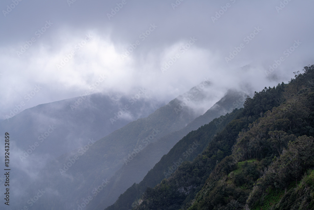 Madeira mountains in the mist Madeira mountains in the mist