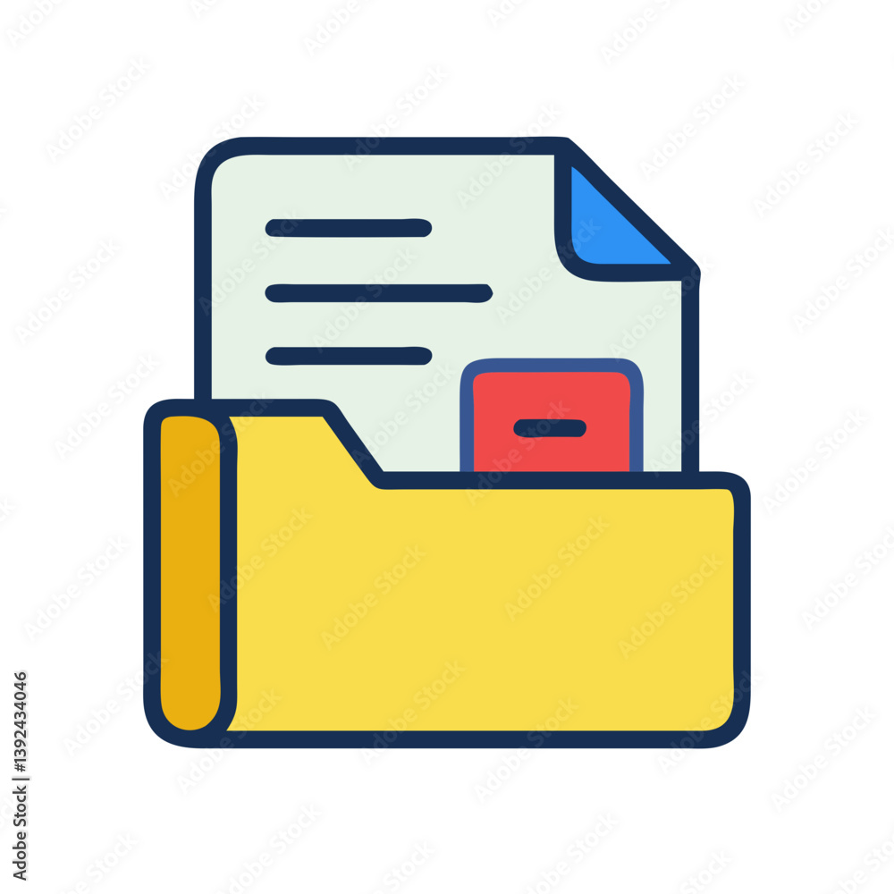 Folder with Content Representing Organized Files Icon Design Folder with Content Representing Organized Files Icon Design