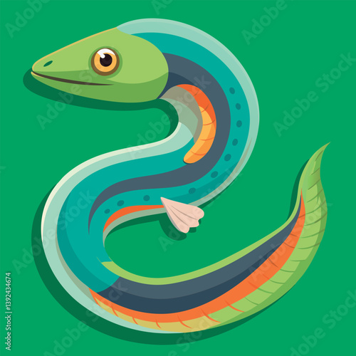 Vector illustration of a Colorful eel swimming gracefully.