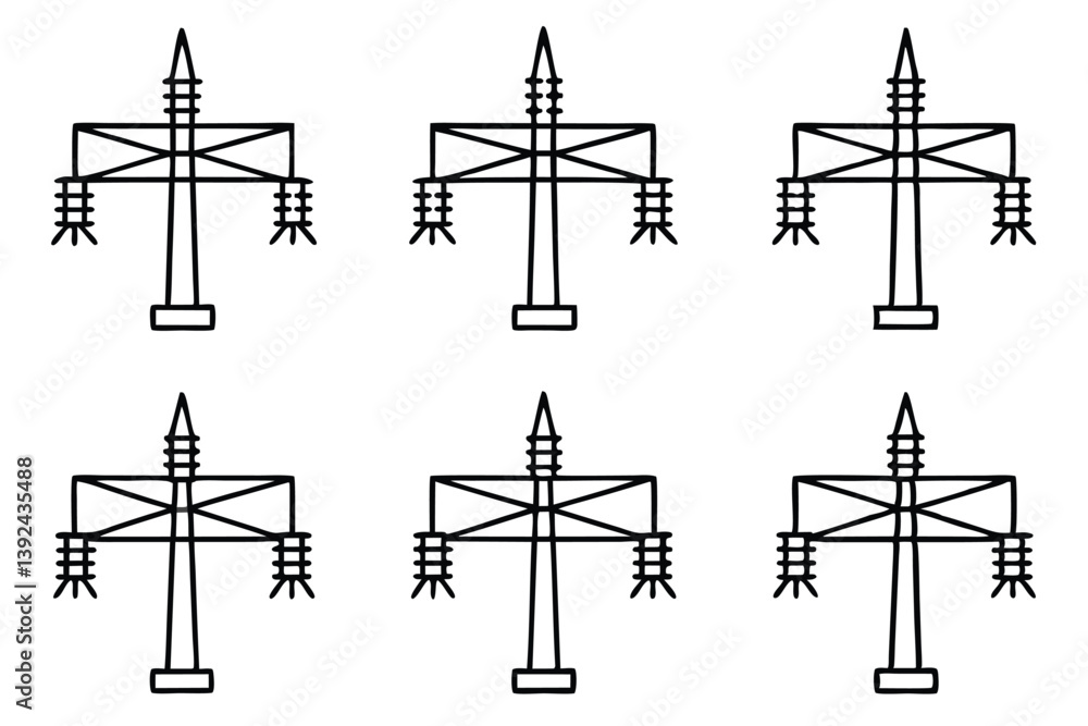 Powerline Tap Line Art Illustration of Electrical Connection Mechanism Powerline Tap Line Art Illustration of Electrical Connection Mechanism