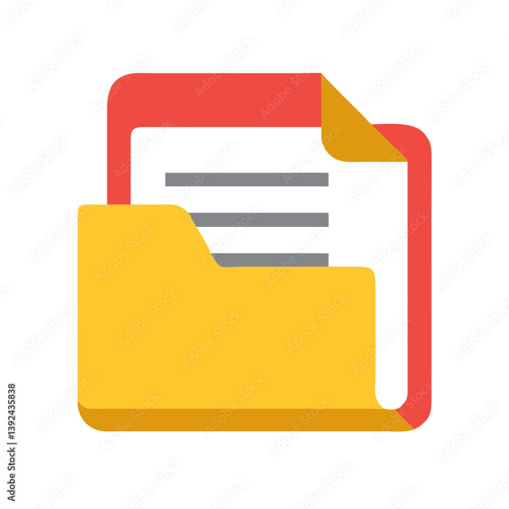 Folder with Document Representing File Directory Icon Design Folder with Document Representing File Directory Icon Design