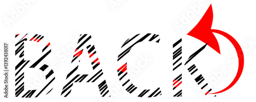 back writing in the form of scribbles that say back as a flat design