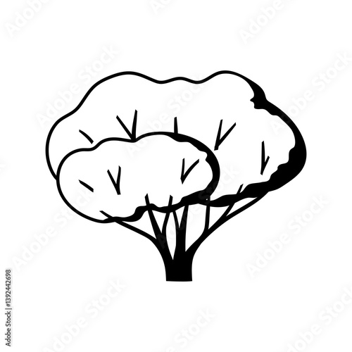 Stylized tree with leaves. Natural summer or spring image.