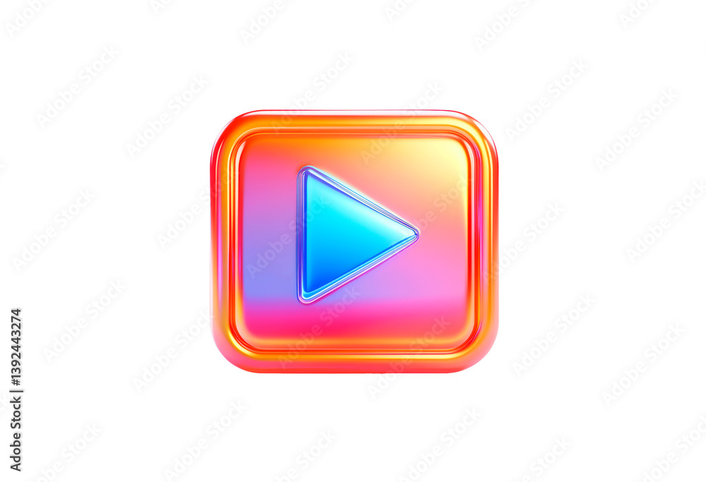 Colorful play button isolated on transparent background Colorful play button isolated on transparent background