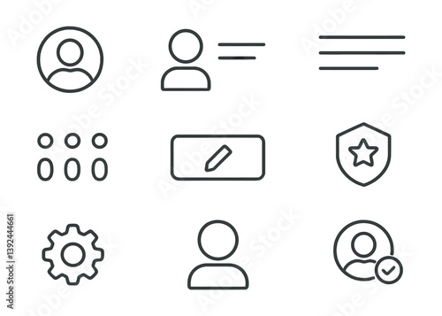 Minimalist linear user interface icons set for social profiles and settings